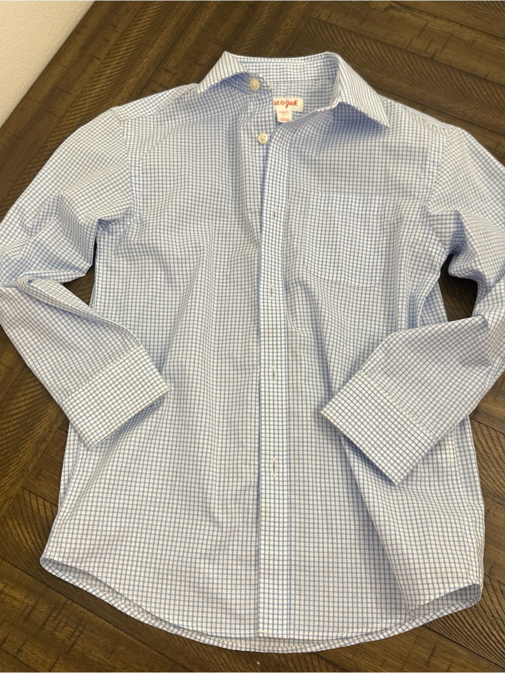 Cat & Jack Light Blue Micro-Check Dress Shirt